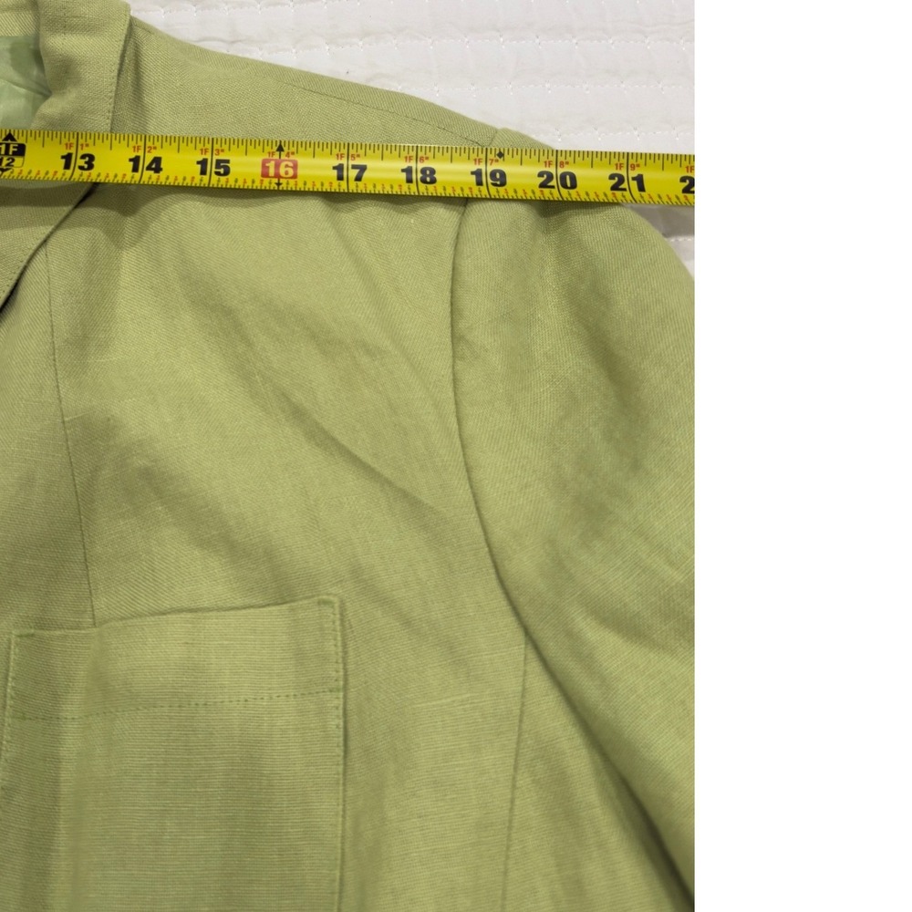 Talbots Woman Lime Green 100% Irish Linen Button Front Blazer Jacket 20W - Picture 7 of 11